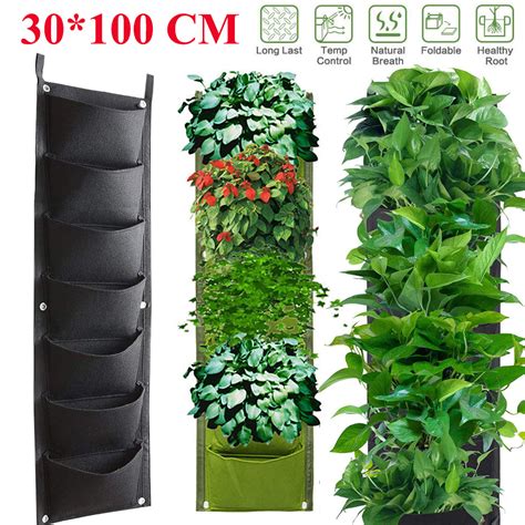 7 Pockets Garden Planting Bags Plant Grow Bag Wall Hanging Vertical