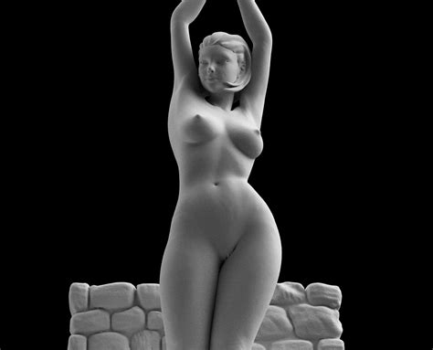 Naked Woman In Fountain D Print Model By BlueAzureArt