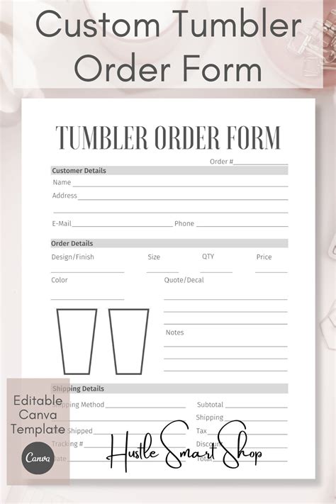 Downloadable Printable Free Tumbler Order Form Template Printable