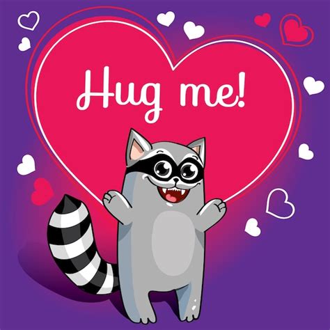 Premium Vector Cartoon Raccoon Ready For A Hugging Funny Animal