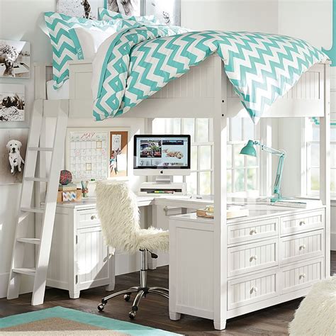 Beadboard Loft Bed Pbteen Love The Work Space Underneath Awesome