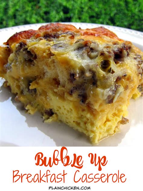 The biscuits bubble up as they bake, which is how this gets the name! Bubble Up Breakfast Casserole - sausage, eggs, cheese and ...