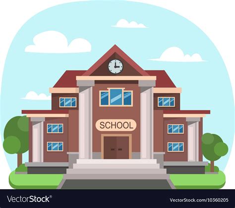 School Building Front View Royalty Free Vector Image