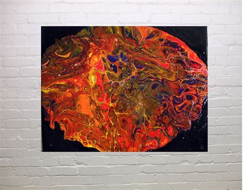 Fireball Free Shipping Meteor Abstract Acrylic Poured Etsy Canada