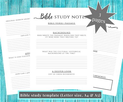 Printable Bible Study Notes Devotional Planner Bible Study Etsy Australia