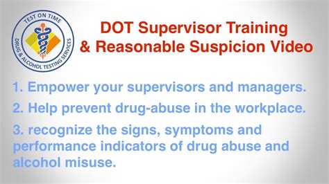 Dot Reasonable Suspicion Training For Supervisors Youtube