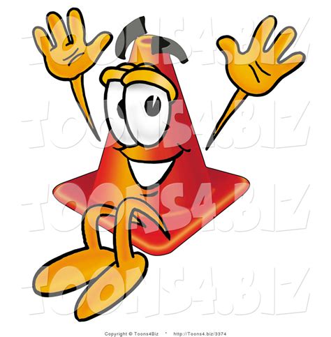 Illustration Of A Cartoon Construction Safety Cone Mascot Jumping By