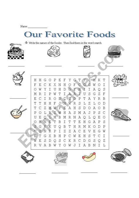 Our Favorite Foods Esl Worksheet By Brsoc11