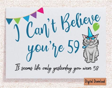 Printable Funny 59th Birthday Card for her Sarcastic Birthday | Etsy