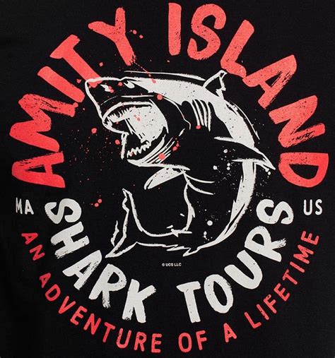Black Jaws Amity Island Shark Tours T Shirt