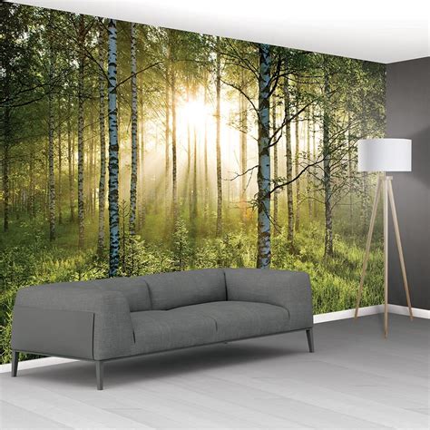 1wall Green Forest Tranquil Forest Scene Mural Wallpaper