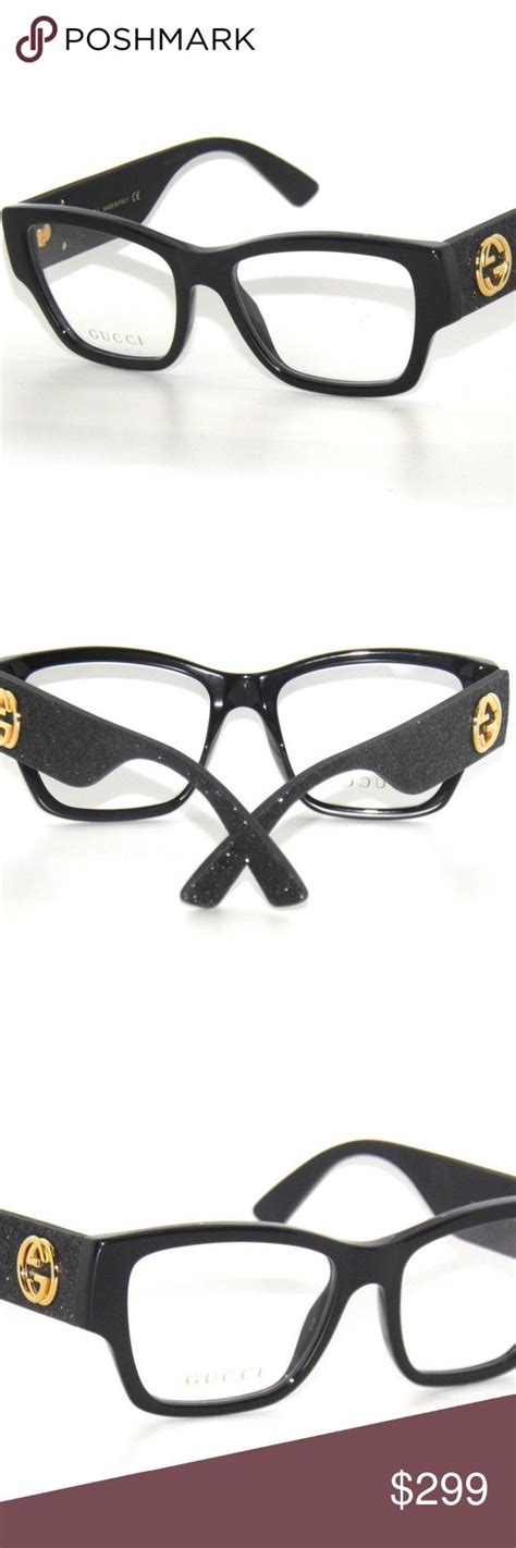 gucci gg0104o black glitter 001 eyeglasses black glitter gucci glasses accessories