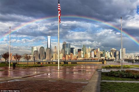 Rainbow Stretches Across Lower Manhattan Skyline Daily Mail Online