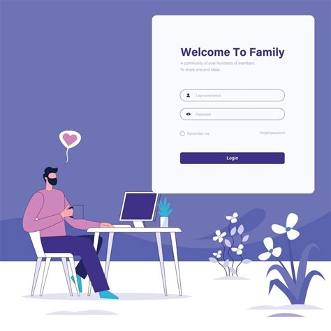 Man Using Pc Login Concept Illustration Sign In Screen Login