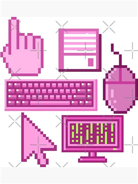 Pink Vintage Vaporwave Pixel Computer Icons Metal Print By Lucypixels
