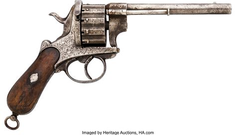Engraved Lefaucheux Pinfire Double Action Revolver Handguns Lot