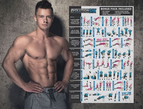 Buy Evolution Six Workout Poster Exercise Chart Plus Video Workouts