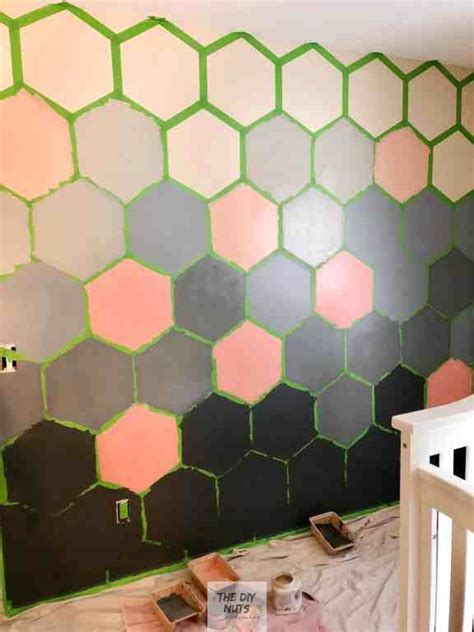 Create a striking ombre accent wall by blending two colours. DIY Ombre Hexagon Wall | Accent wall bedroom paint, Diy ...