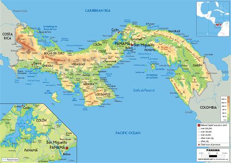 Panama Map Physical Worldometer