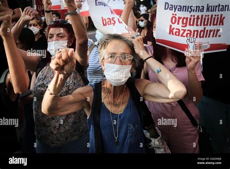 Ankara Turkey Th Aug An Elderly Protester Holding A Placard