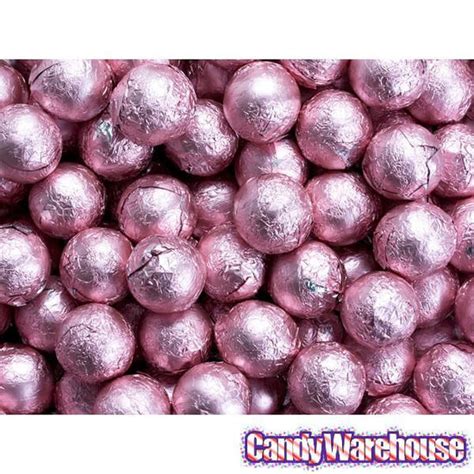 Foiled Milk Chocolate Balls Light Pink 2lb Bag Candy Warehouse