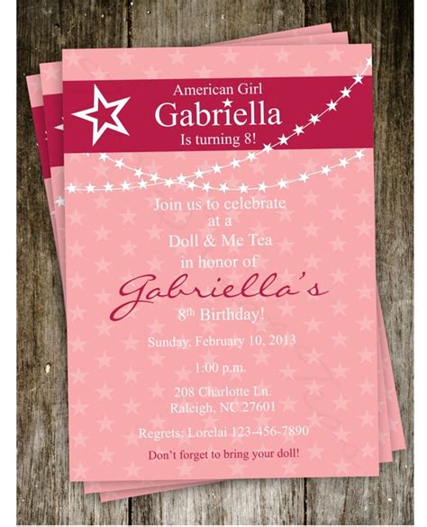 american girl doll birthday party invitation digital by 2sweetteas