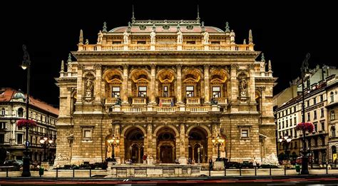 Hungarian State Opera House At Night Budapest Hungary