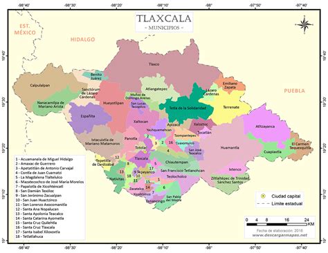 Mapa De Municipios De Tlaxcala Descargar Mapas