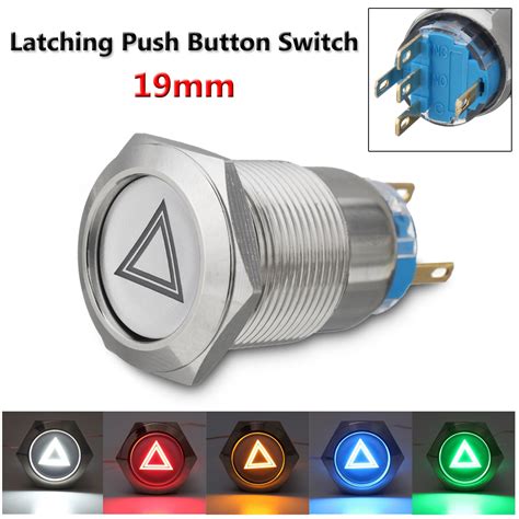 19mm Car Led Push Button Switch 12v Hazard Warning Light Switches Self