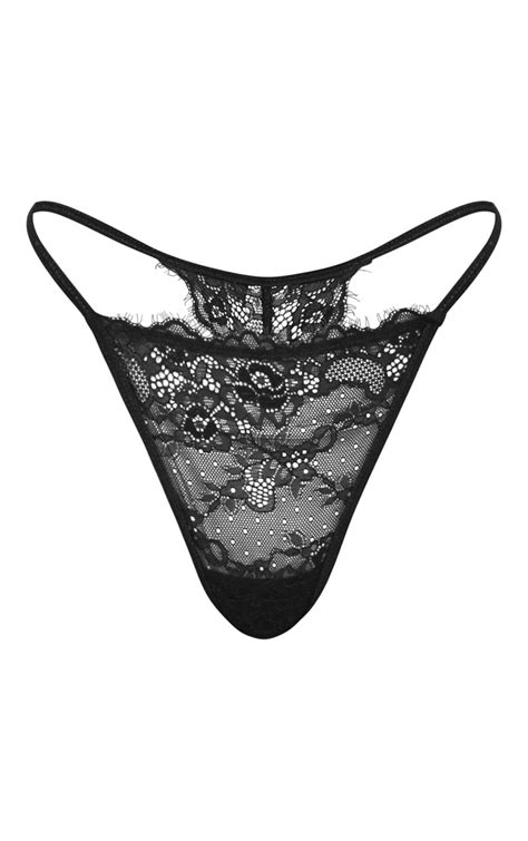 Black Lace Thong Lingerie Prettylittlething Aus