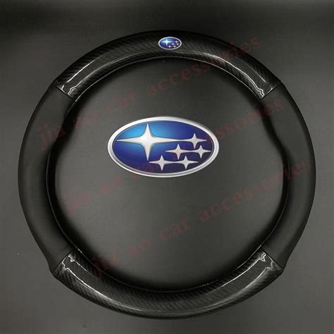 Carbon Fiber Leather Black Suede Car Steering Wheel Cover For Subaru