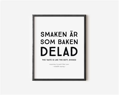 Swedish Proverb Print To Each His Own Smaken är Som Baken Etsy