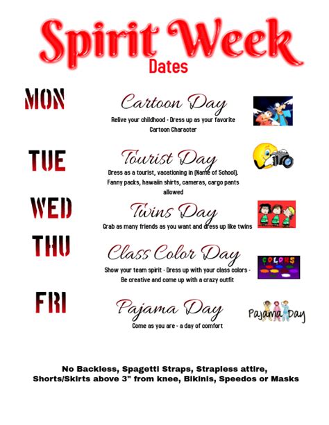 Spirit week ideas for spirit days. Spirit Week Template | PosterMyWall