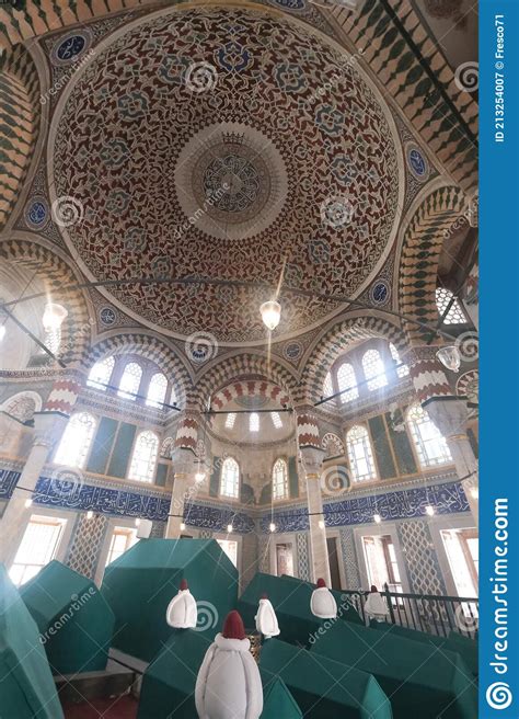 interior of ibrahim agha mustahfizan mausoleum of aqsunqur blue mosque cairo egypt editorial