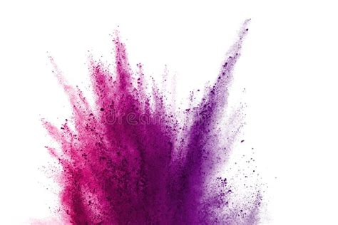 Abstract Of Colored Powder Explosion On White Background Freeze Stock