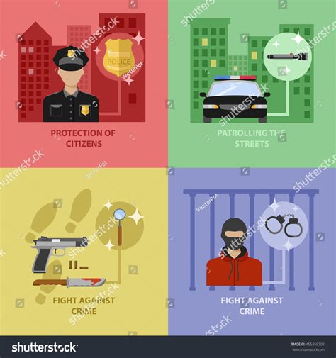 Police Work Concept Protection Citizens Street Stock Vector Royalty