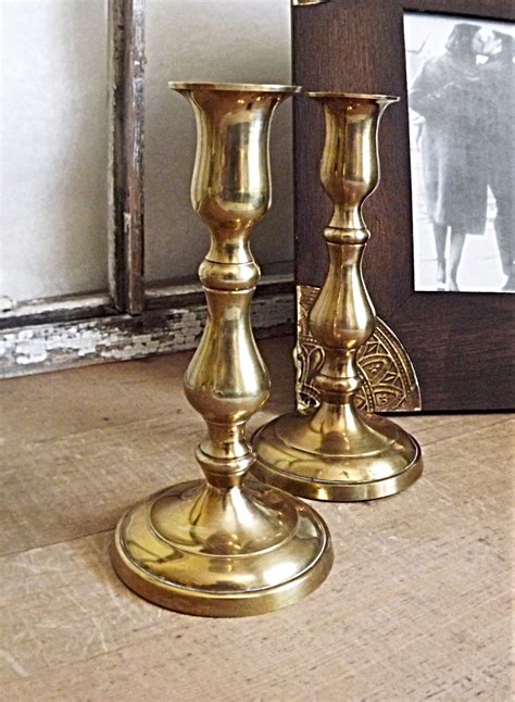 Brass Candle Holders Taper Candlestick Holders Vintage Etsy Brass