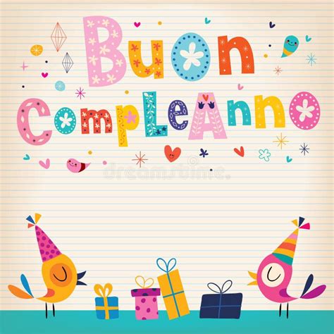 El Cumpleaños Del Buon Compleanno Feliz En Italiano Ilustración Del