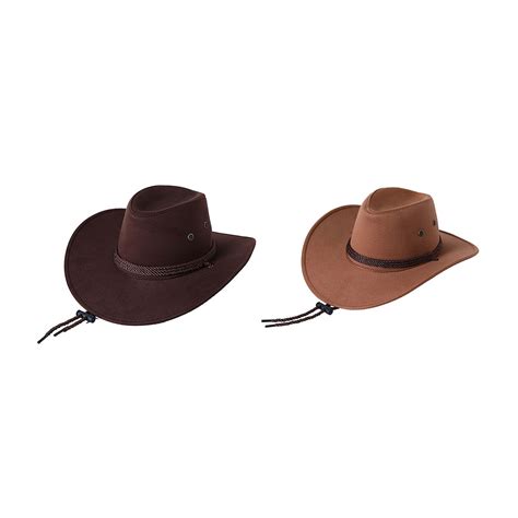 Buy Mens Faux Felt Western Cowboy Hat Fedora Outdoor Wide Brim Hat With