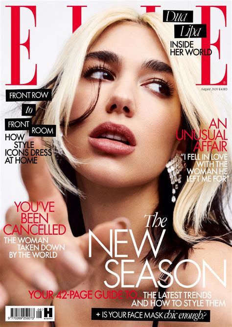 Dua Lipa Elle Magazine Uk August 2020 Issue • Celebmafia