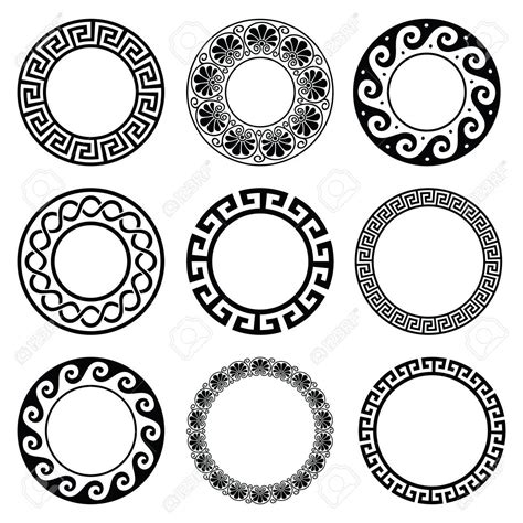 Ancient Greek Round Pattern Seamless Set Of Antique Borders From