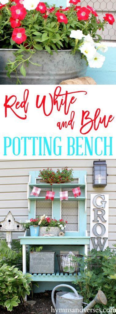 Red White And Aqua Blue Potting Bench Potting Bench Amazing Gardens