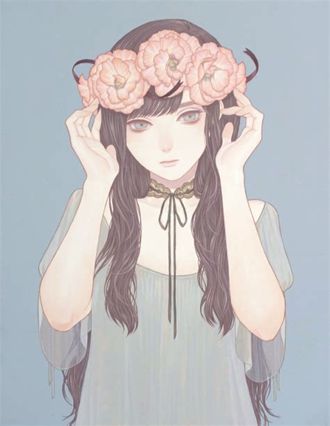 17 Brown Hair Flower Crown Aesthetic Art Aesthetic Cute Anime Girl
