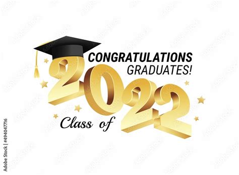 Class Of 2022 Congratulations Graduates Gold Graduation Concept With
