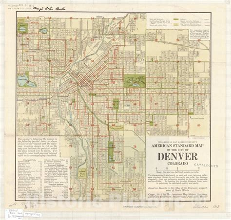 Map Denver Colorado 1913 The American Map Makers Companys American