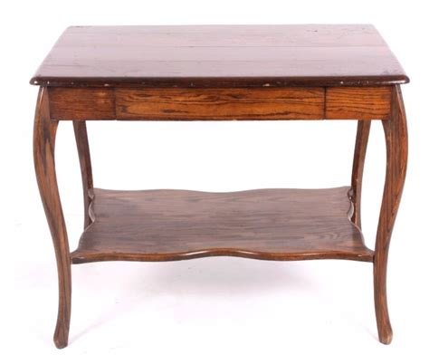 Antique Oak Library Table W Drawer