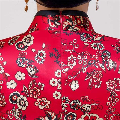 Shanghai Story Chinese Traditional 34 Sleeve Top Floral Cheongsam