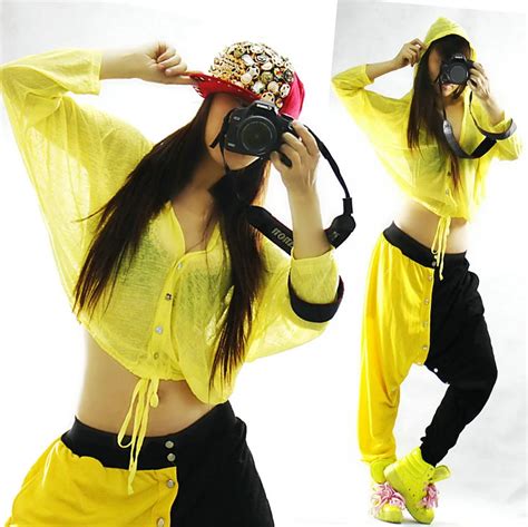 Sexy Jazz Dance Clothes Ds Costume Hip Hop Candy Neon Color Hiphop With A Hood Top Female 9960