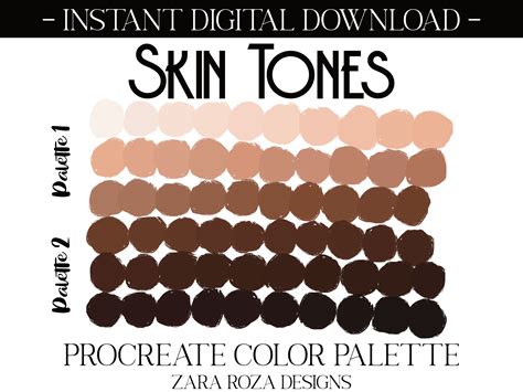 Skin Tones Procreate Color Palette Face Portrait Art Nude Makeup Contouring Shades Lipstick