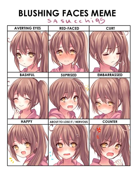Blushing Faces Meme Sasu By Sasucchi95 Anime Faces Expressions Digital Art Anime Blushing Anime
